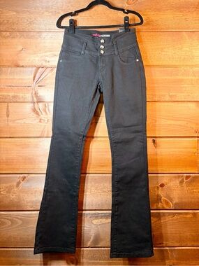 Modaxpress Black High-Rise Bootcut Jeans Triple-Button Waist Size 5/6 27x32 💕🖤
